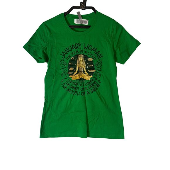 January Woman Graphic Tee Kelly Green Next Level Boyfriend Shirt L Short Sleeves - Picture 1 of 9